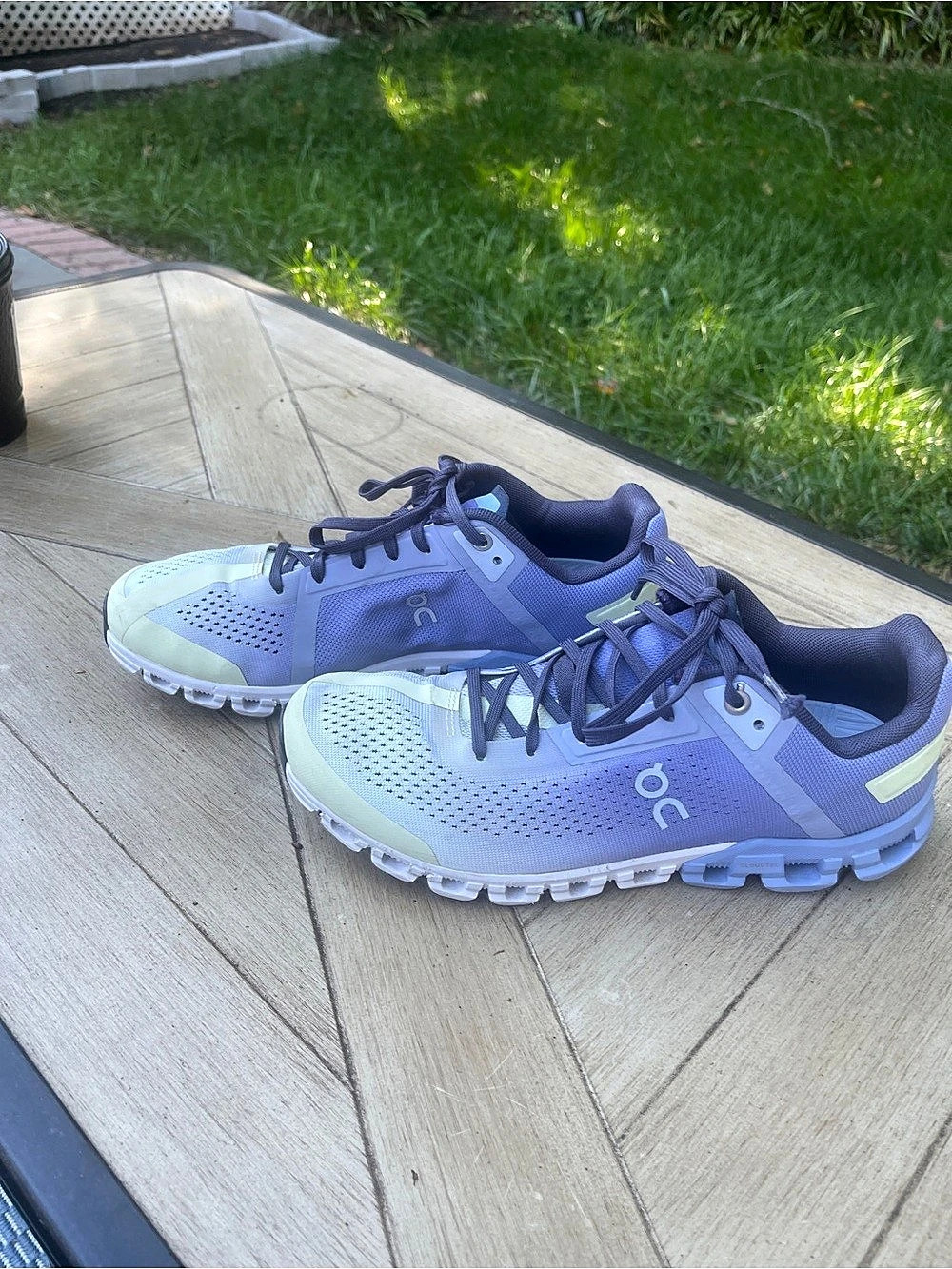 On Cloudflow Athletic Shoes Purple & Green Women's 8.5